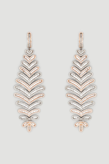 Two Tone Finish Earrings With Faux Diamonds