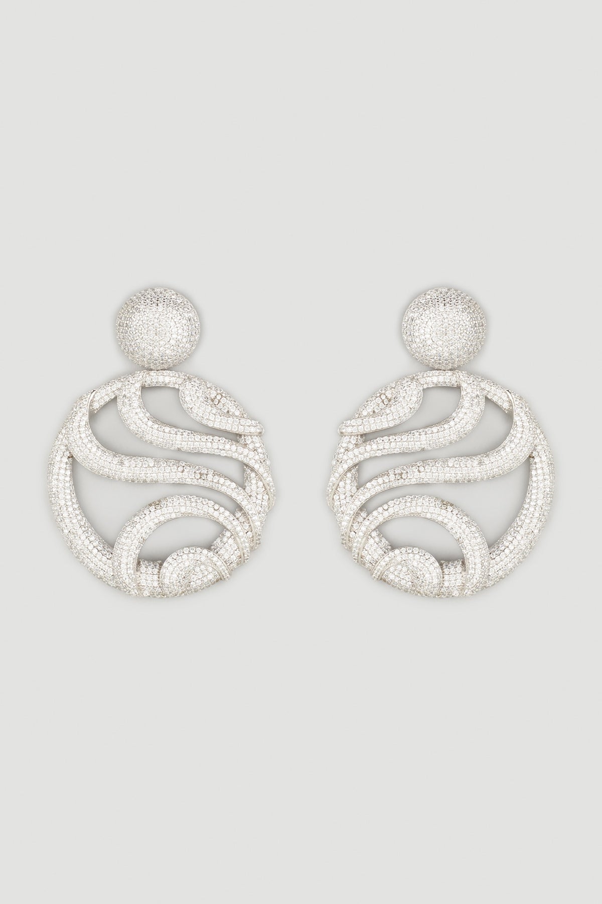 White Finish Zircons Dangler Earrings