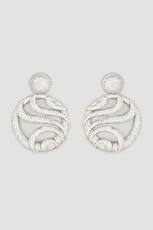 White Finish Zircons Dangler Earrings