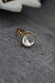 Black Rhodium Finish Polki Ring
