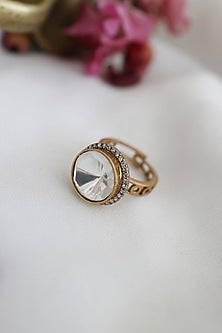 Black Rhodium Finish Polki Ring