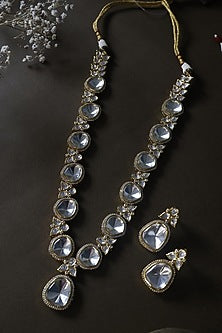 Gold Finish Kundan Polki Necklace Set