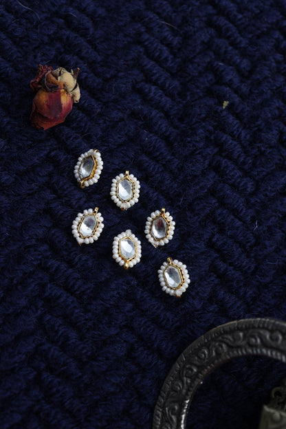 Gold Finish Kundan Braid Pins (Set of 6)