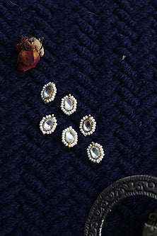 Gold Finish Kundan Braid Pins (Set of 6)