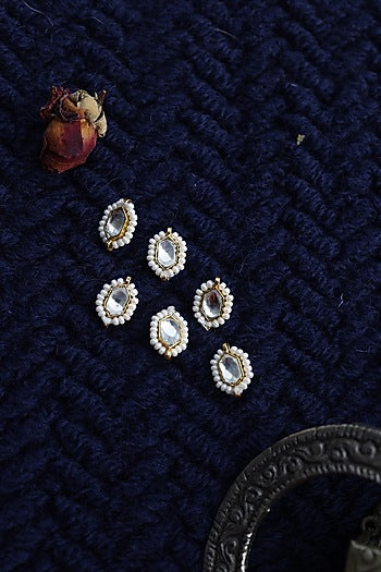Gold Finish Kundan Braid Pins (Set of 6)