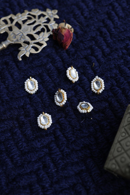 Gold Finish Kundan Braid Pins (Set of 6)