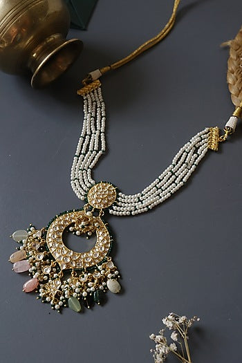 Gold Finish Kundan Choker Necklace