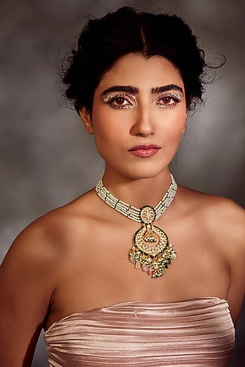 Gold Finish Kundan Choker Necklace