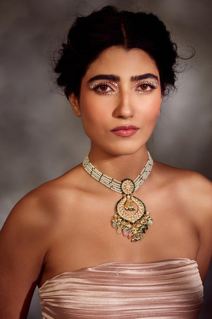 Gold Finish Kundan Choker Necklace