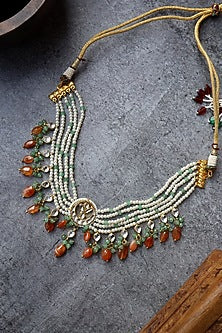Gold Finish Kundan & Pearl Choker Necklace