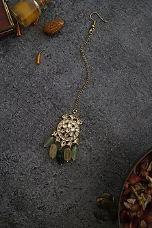 Gold Finish Handcrafted Floral Polki Maang Tikka