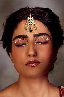 Gold Finish Handcrafted Floral Polki Maang Tikka