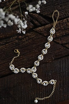 Gold Plated Handcrafted Kundan Hathphool