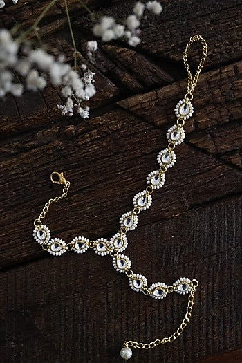 Gold Plated Handcrafted Kundan Hathphool