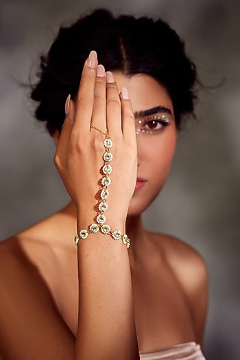 Gold Plated Handcrafted Kundan Hathphool