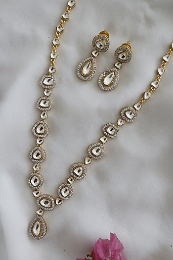 Gold Finish Victorian Polki Necklace Set