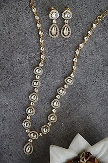 Gold Finish Victorian Polki Necklace Set