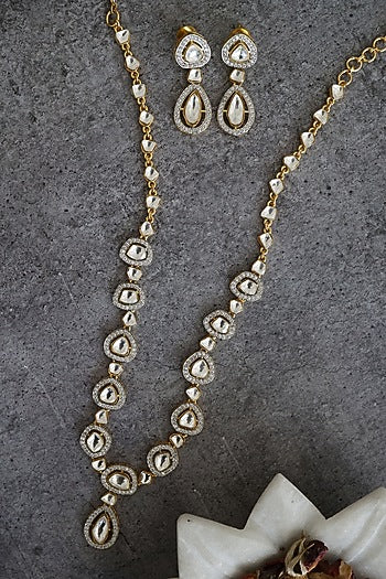 Gold Finish Victorian Polki Necklace Set