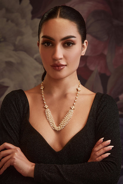 Gold Finish Polki & Shell Pearl Necklace