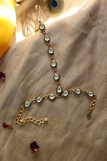 Gold Plated Kundan Polki Hathphool