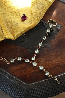Gold Plated Kundan Polki Hathphool