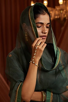 Gold Plated Kundan Polki Hathphool