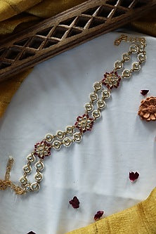 Gold Plated Kundan Polki & Pearl Choker Necklace