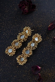 Gold Plated Mother Of Pearl & Ghungroo Dangler Earrings
