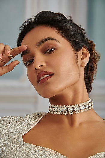 Black Rhodium Finish Kundan Polki & Cubic Zirconia Necklace