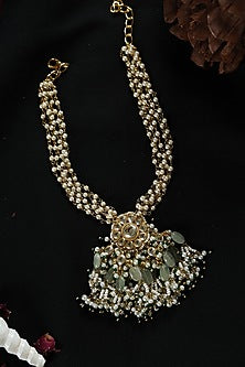 Gold Plated Kundan Polki & Green Hydro Stone Necklace