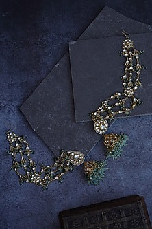 Gold Finish Kundan Polki & Shell Pearl Dangler Earrings