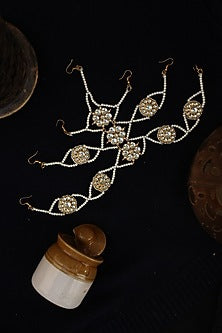 Gold Finish Kundan Polki & Pearl Mathapatti