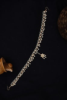 Gold Finish Kundan Polki & Pearl Mathapatti