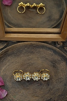 Gold Finish Kundan Polki Ring