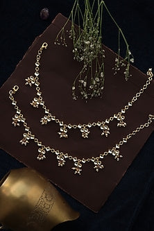 Gold Finish Kundan & Shell Pearl Anklets