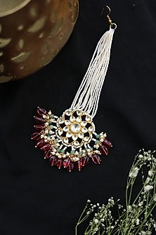 Gold Finish Kundan & Natural Stone Maangtikka