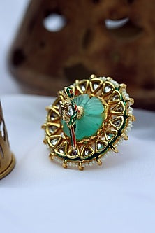 Gold Finish Kundan Ring