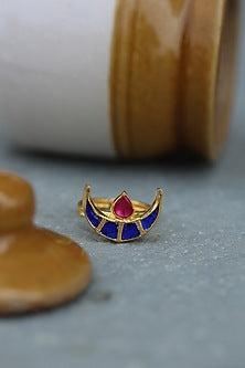 Gold Finish Kundan Ring