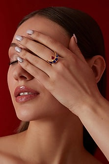 Gold Finish Kundan Ring