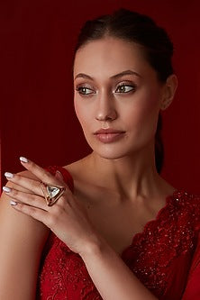 Gold Finish Polki & Zirconia Ring