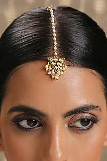 Gold Plated Kundan Polki Maang Tikka