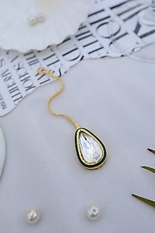 Gold Plated Maang Tikka With Kundan Polki