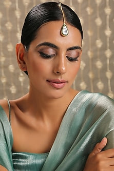 Gold Plated Maang Tikka With Kundan Polki
