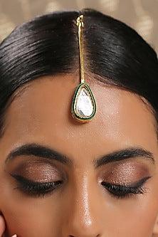 Gold Plated Maang Tikka With Kundan Polki