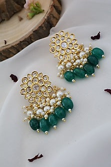 Gold Finish Emerald Earrings