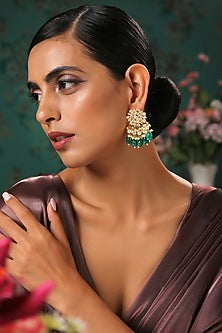 Gold Finish Emerald Earrings