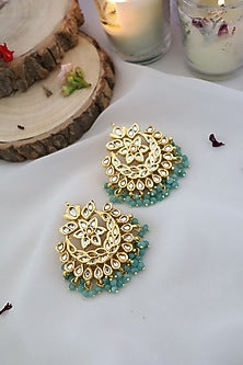 Gold Finish Kundan Polki Earrings