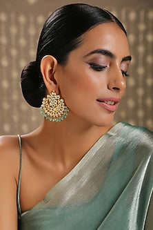 Gold Finish Kundan Polki Earrings
