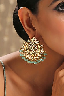Gold Finish Kundan Polki Earrings