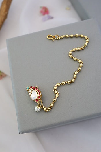 Gold Finish Pearl Nose Pin